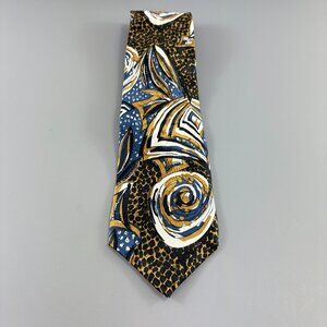 Martin Wong Blue / Tan Abstract Men's Tie 4" x 61"